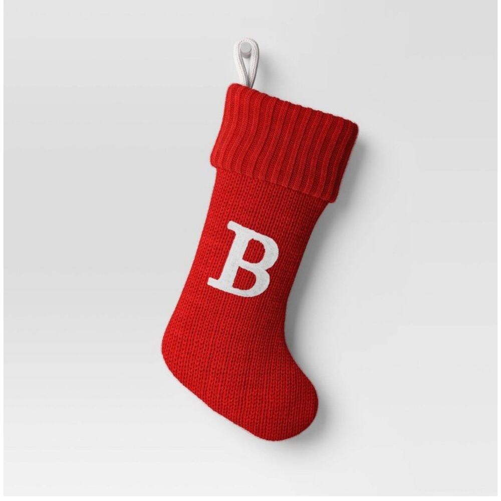 Knit Monogram Christmas Stocking Red B - Wondershop